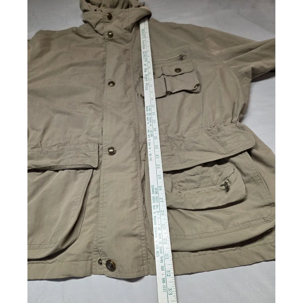 Vtg Woolrich Jacket Mens 2XL Tall Tan Zip Lined Chore Coat Jacket Hood